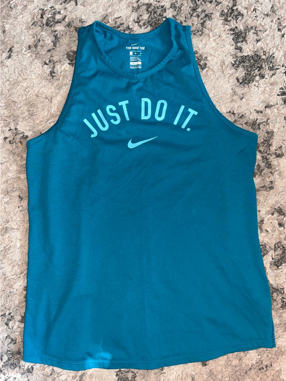 Nike Women's Teal Athletic Tank Top with 'Just Do It.'